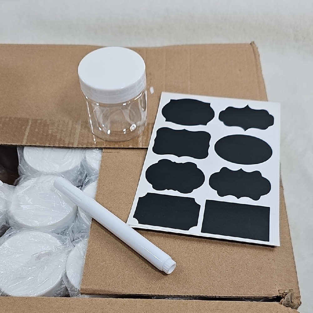 30 Plastic Containers With Sticker Labels - Picture 2 of 4